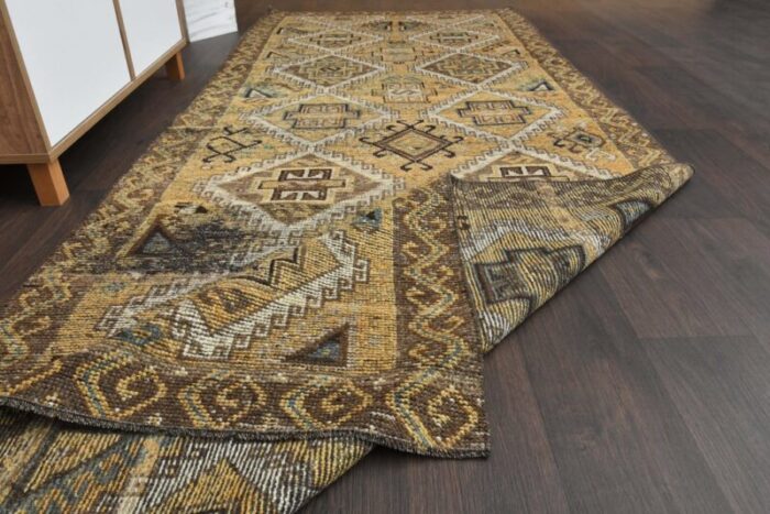 vintage turkish wool oushak runner rug 10