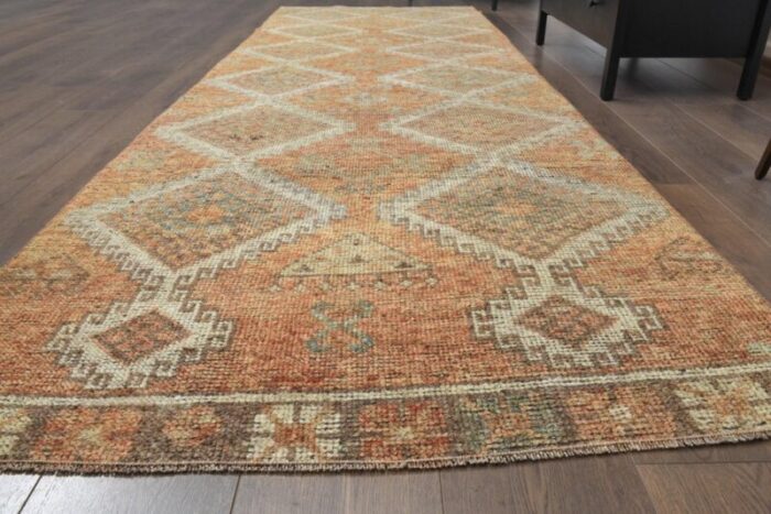 vintage turkish wool oushak runner rug 1960s 3