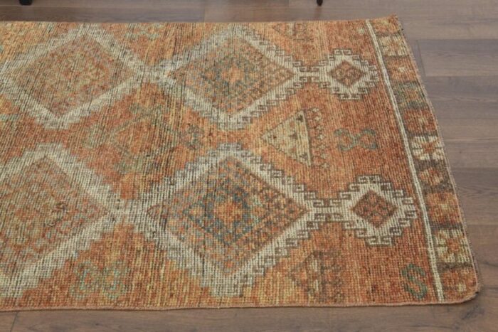 vintage turkish wool oushak runner rug 1960s 4