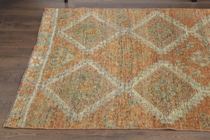 vintage turkish wool oushak runner rug 1960s 6