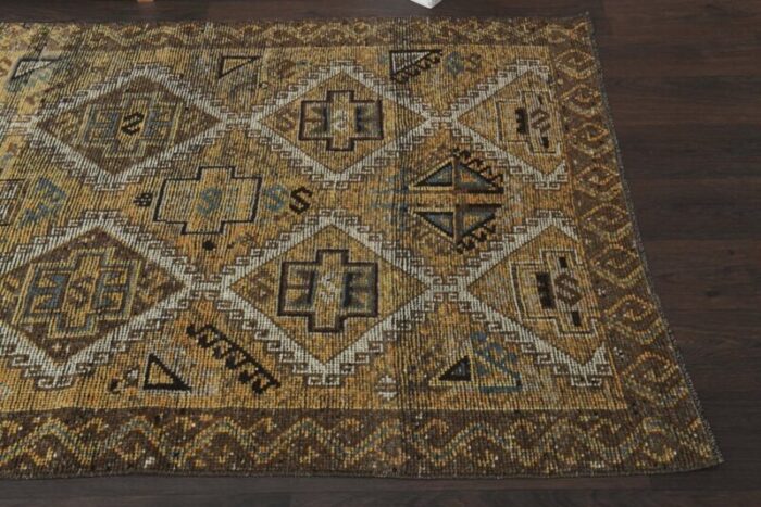 vintage turkish wool oushak runner rug 6