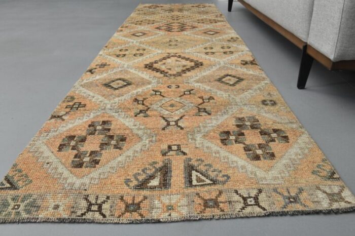 vintage turkish wool runner rug 1960s 2