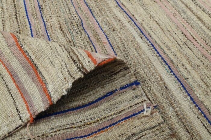 vintage turkish wool striped kilim rug 8