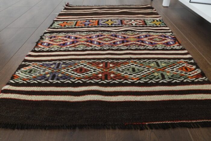 vintage turkish wool striped kilim rug anatolia 10