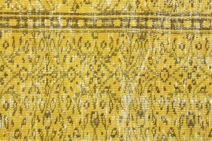 vintage turkish yellow brown wool rug 7