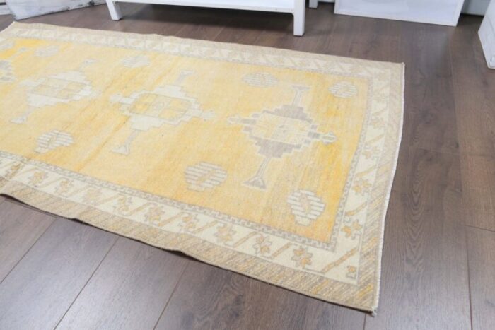 vintage turkish yellow runner rug 4