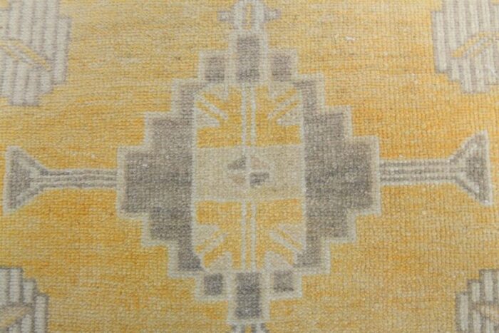 vintage turkish yellow runner rug 7