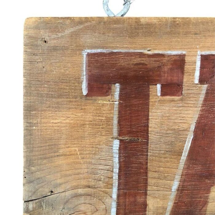 vintage western tailor alterations hanging wood store sign with thread needle 4379