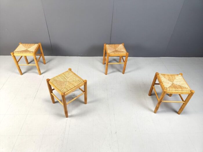 vintage wicker stools 1960s set of 4 0046