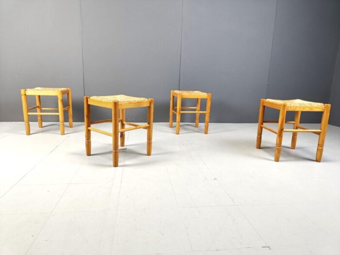 vintage wicker stools 1960s set of 4 4885