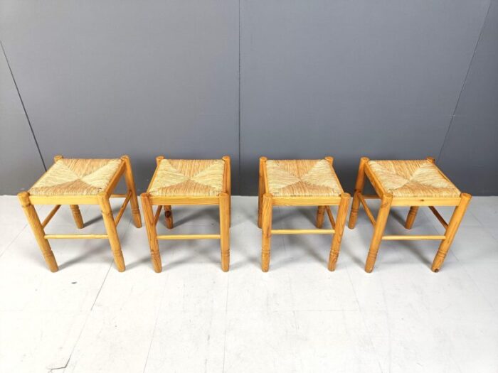 vintage wicker stools 1960s set of 4 8256