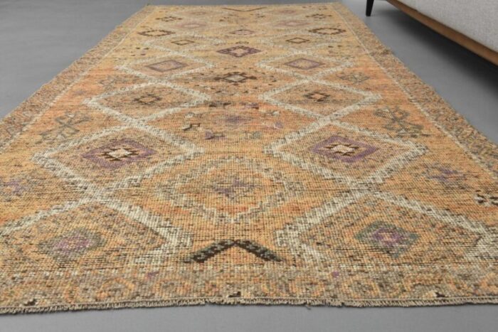 vintage wool and cotton turkish runner rug 4