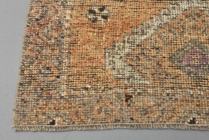 vintage wool and cotton turkish runner rug 6