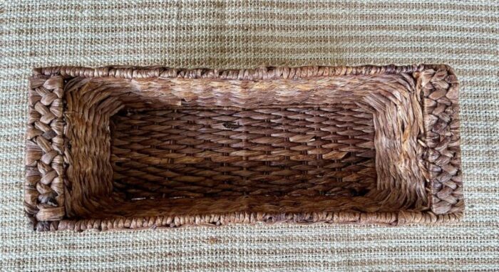 vintage woven rectangular bread basket 0872