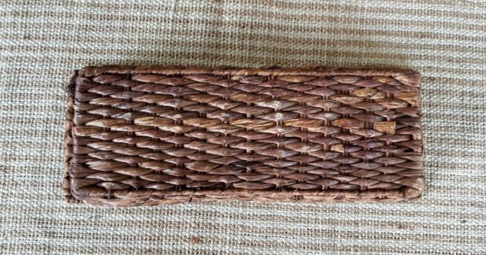 vintage woven rectangular bread basket 2582