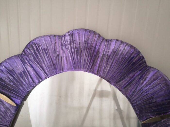 violet murano glass and brass wall mirror 1990s 4