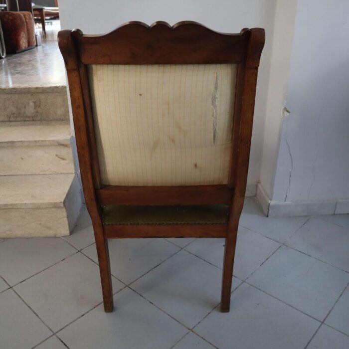 walnut armchairs with original fabric france set of 2 1801