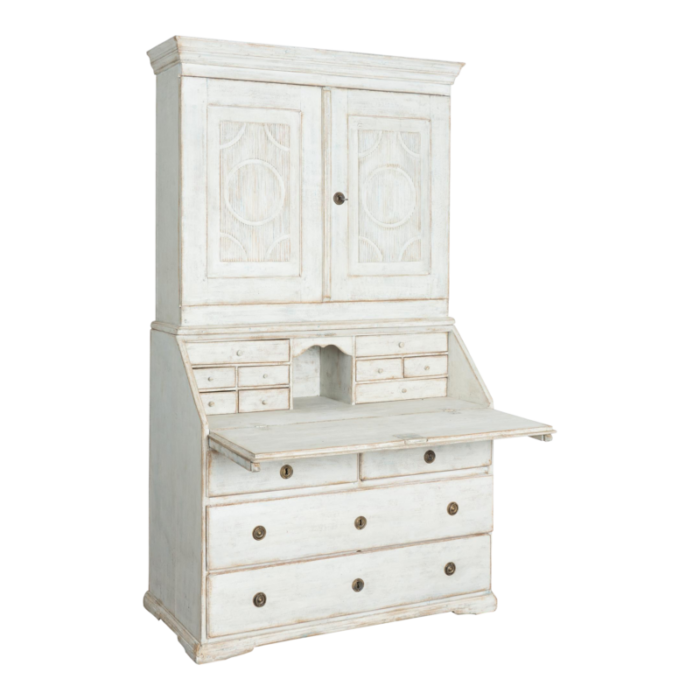 white painted swedish pine secretary circa 1820 40 0635