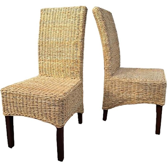 wooden and rattan chairs set of 2 1020