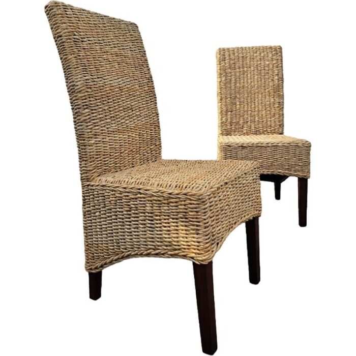 wooden and rattan chairs set of 2 1551