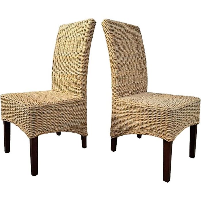 wooden and rattan chairs set of 2 4600