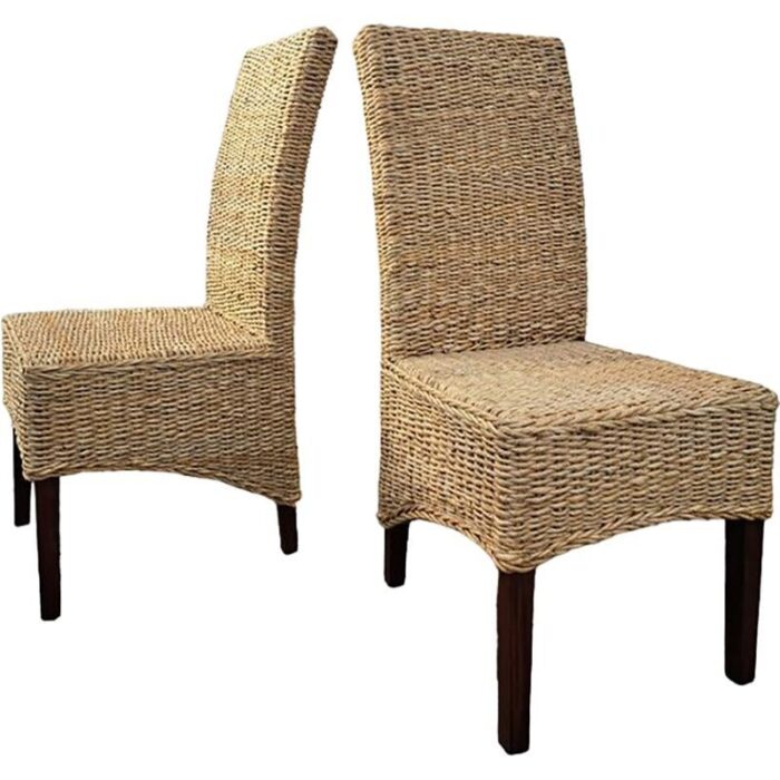 wooden and rattan chairs set of 2 5998