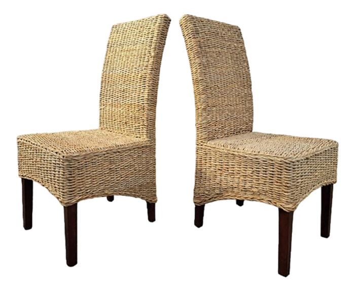 wooden and rattan chairs set of 2 8884