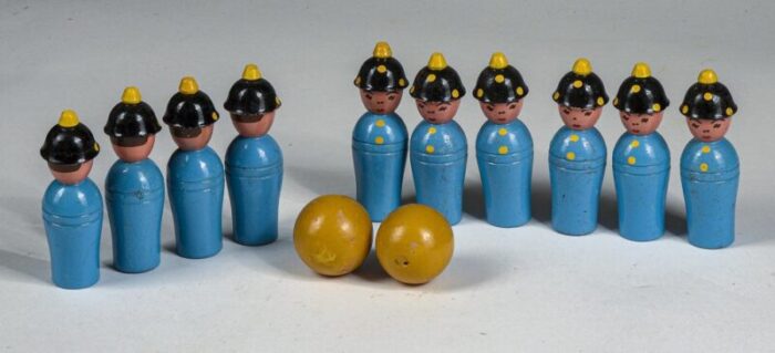 wooden toy bowling game from gurman matelica italy 1940s set of 12 1