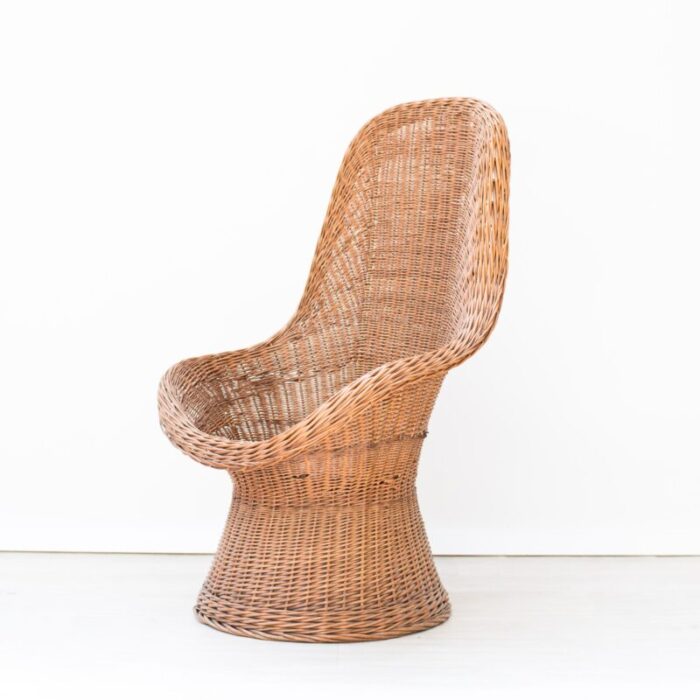 woven wicker armchair 1960s 7022