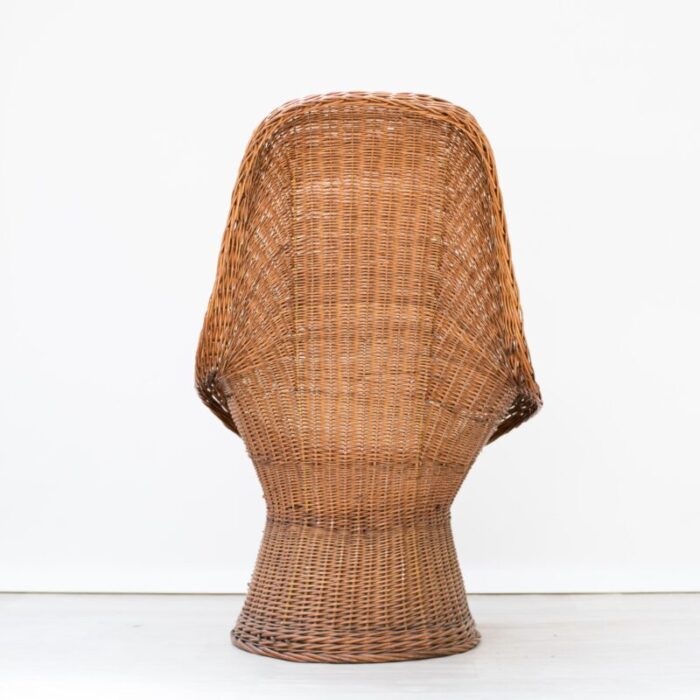 woven wicker armchair 1960s 8669