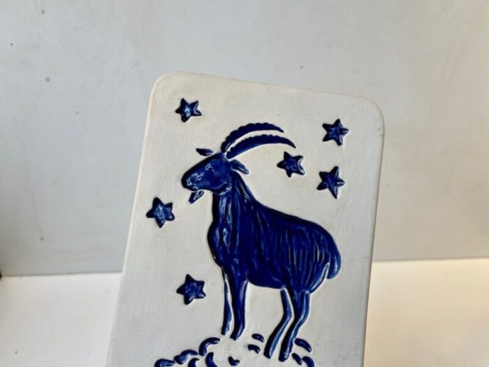 zodiac capricon wall plaque in ceramic by vallis for gabriel sweden 1970s 4